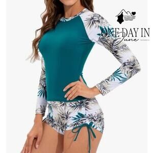 Adisputent Long Sleeve Rashguard Tankini Swimsuit Size M